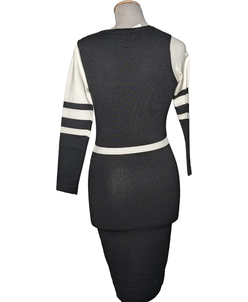 Karen Millen Robe de cocktail noir blanc, élégante robe de