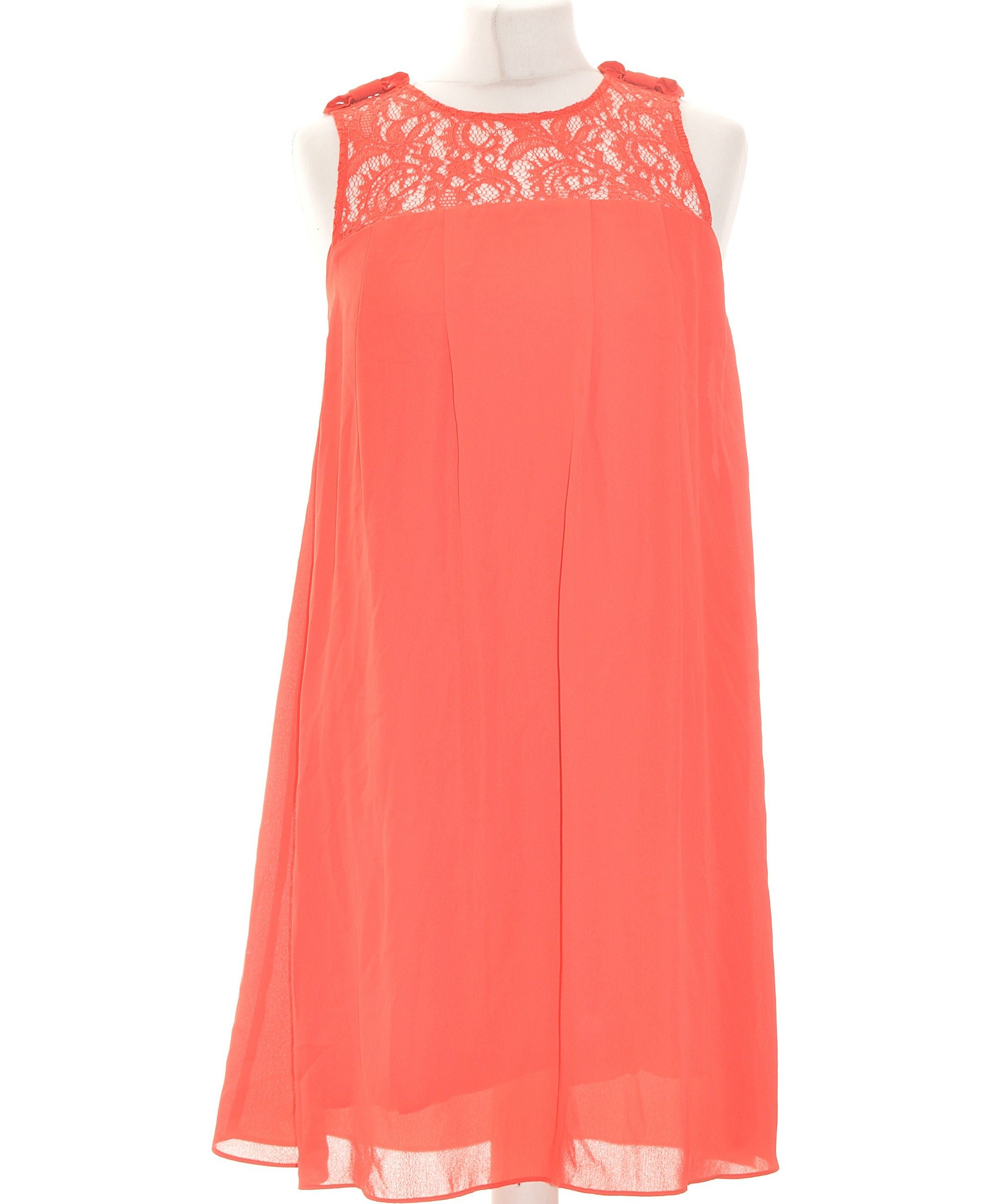 Robe Rouge Orangée Naf Naf Sans Manches - Taille 40, Longueur Genou - Occasion En Excellent état